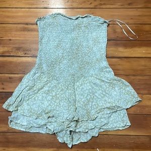 Blue blush, green/ white, romper, strapless